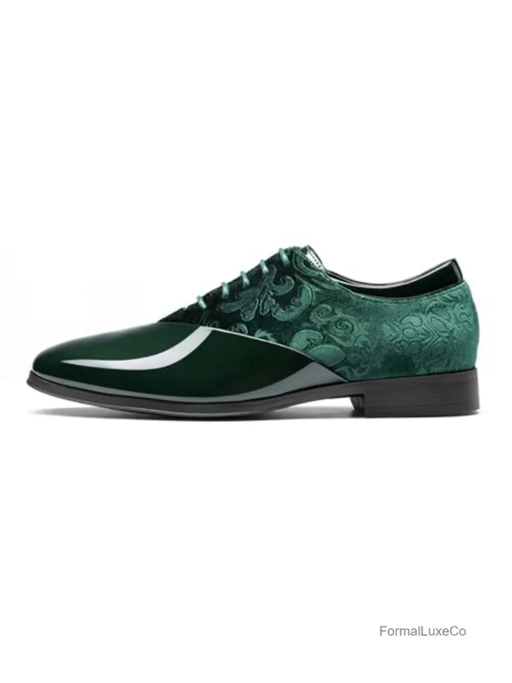 Men's Patent Velvet Lace-Up Oxford Dress Shoes Formal Tuxedo